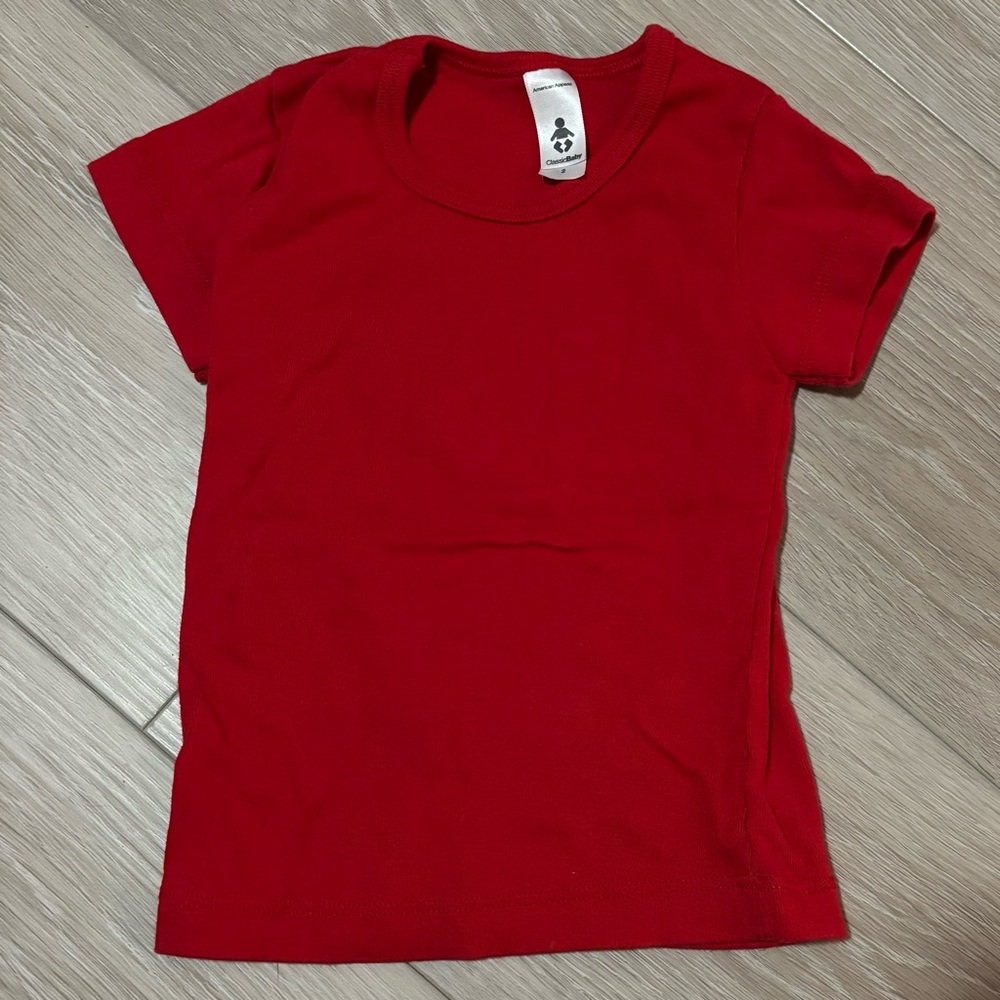 American Apparel - Kids Baby Rib Cap Sleeve T - Red